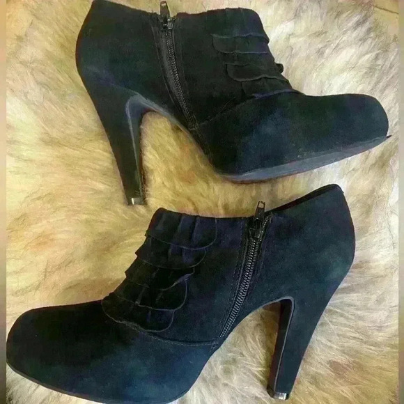 Gianni Bini black suede booties with 4 inch heels. Worn 2 or 3 times. - Picture 5 of 5